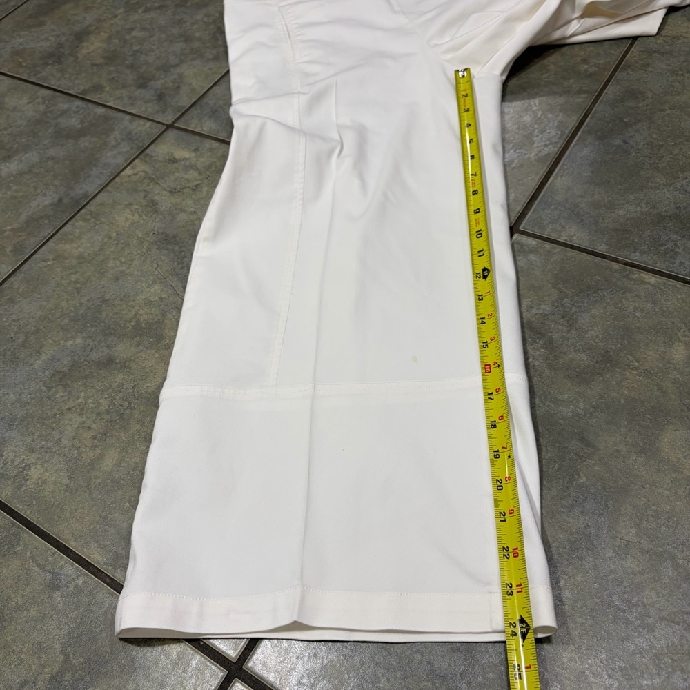 Lisa Bayne White Cropped Wide Leg Side Zip Pants Sz L Quiet Luxury Coastal - Picture 13 of 14